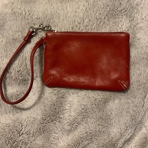 Red leather Coach Wristlet